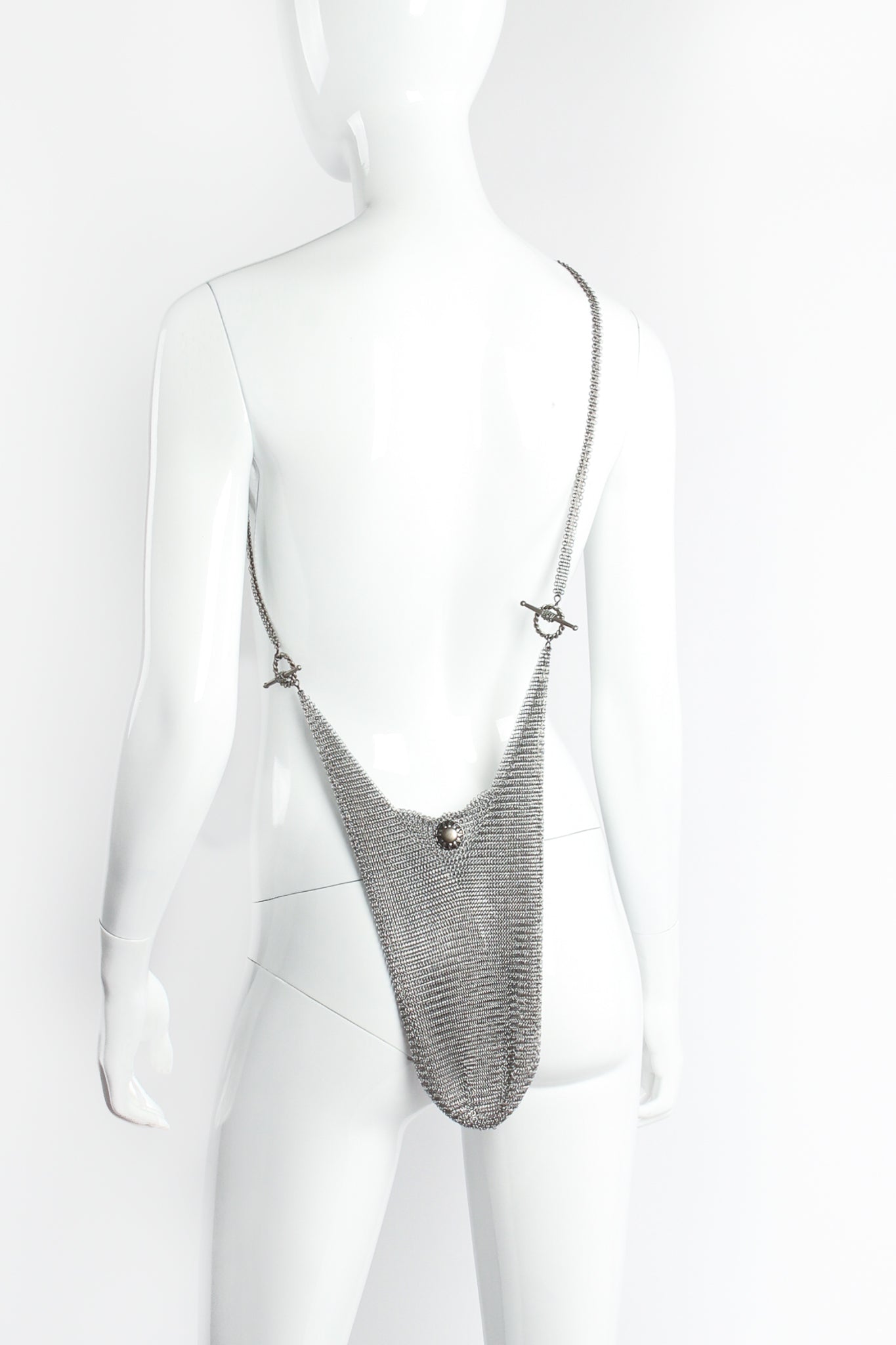 Vintage Anthony Ferrara Pewter Ring Mesh Slouch Sling Hobo Bag on mannequin at Recess Los Angeles