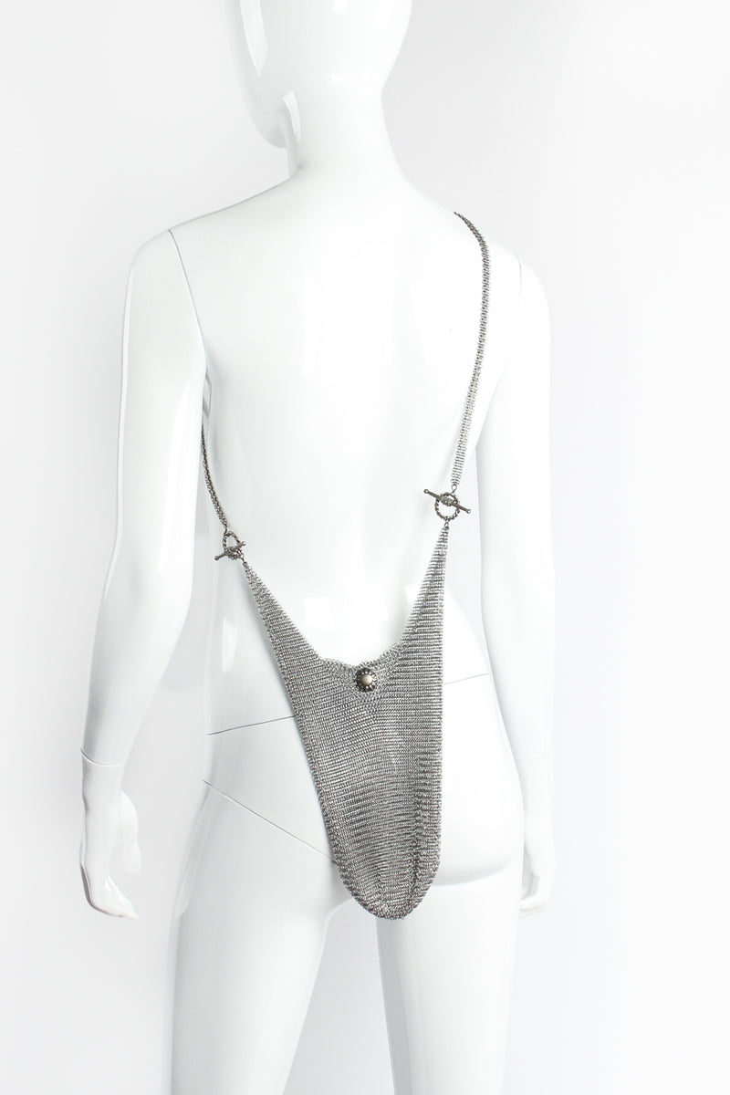 Vintage Anthony Ferrara Pewter Ring Mesh Slouch Sling Hobo Bag on mannequin at Recess Los Angeles