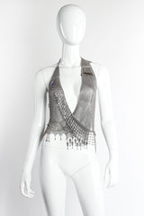 Vintage Anthony Ferrara Swarovski Crystal & Pearl Draped Mesh Wrap on Mannequin front @ Recess