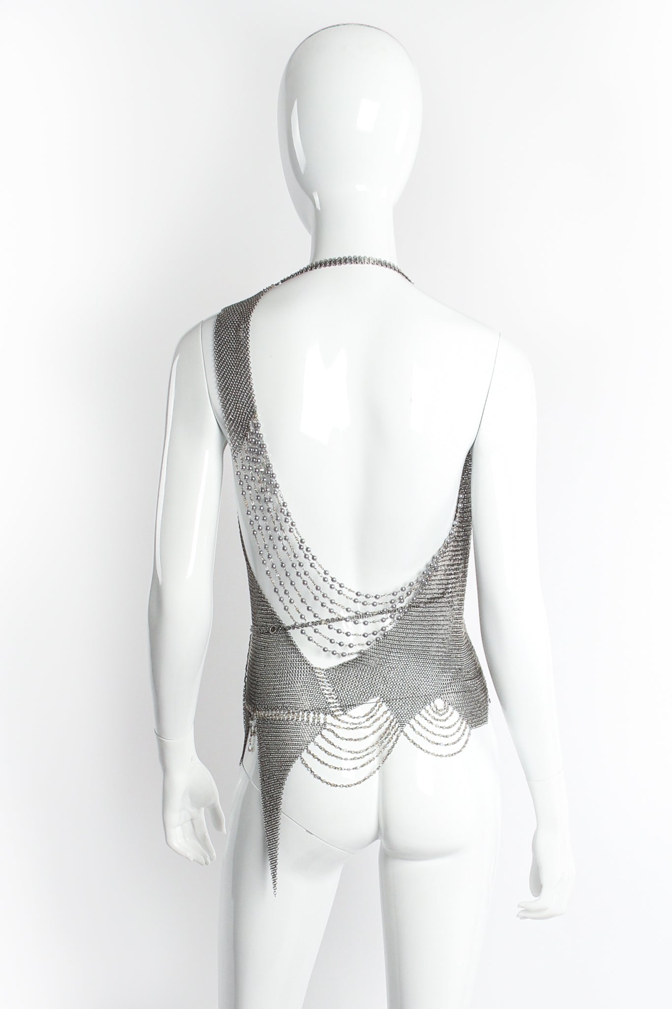 Vintage Anthony Ferrara Swarovski Crystal & Pearl Draped Mesh Wrap on Mannequin back @ Recess