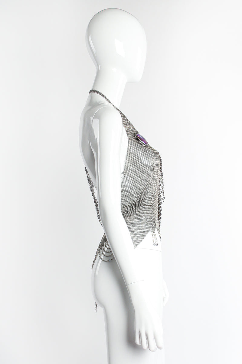 Vintage Anthony Ferrara Swarovski Crystal & Pearl Draped Mesh Wrap on Mannequin side @ Recess