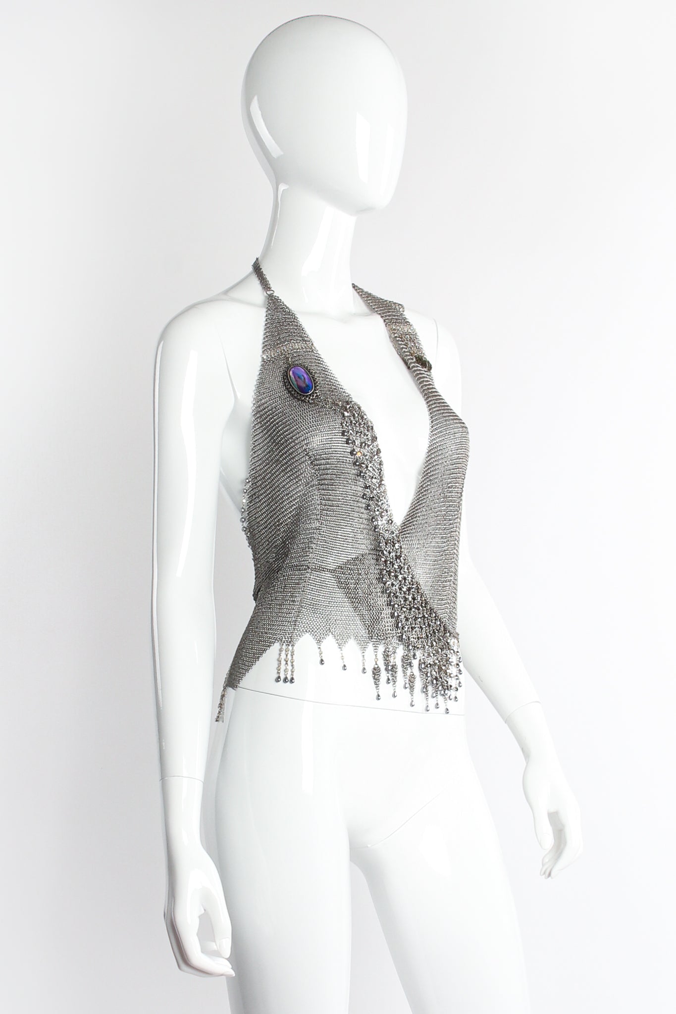 Vintage Anthony Ferrara Swarovski Crystal & Pearl Draped Mesh Wrap on Mannequin angle @ Recess