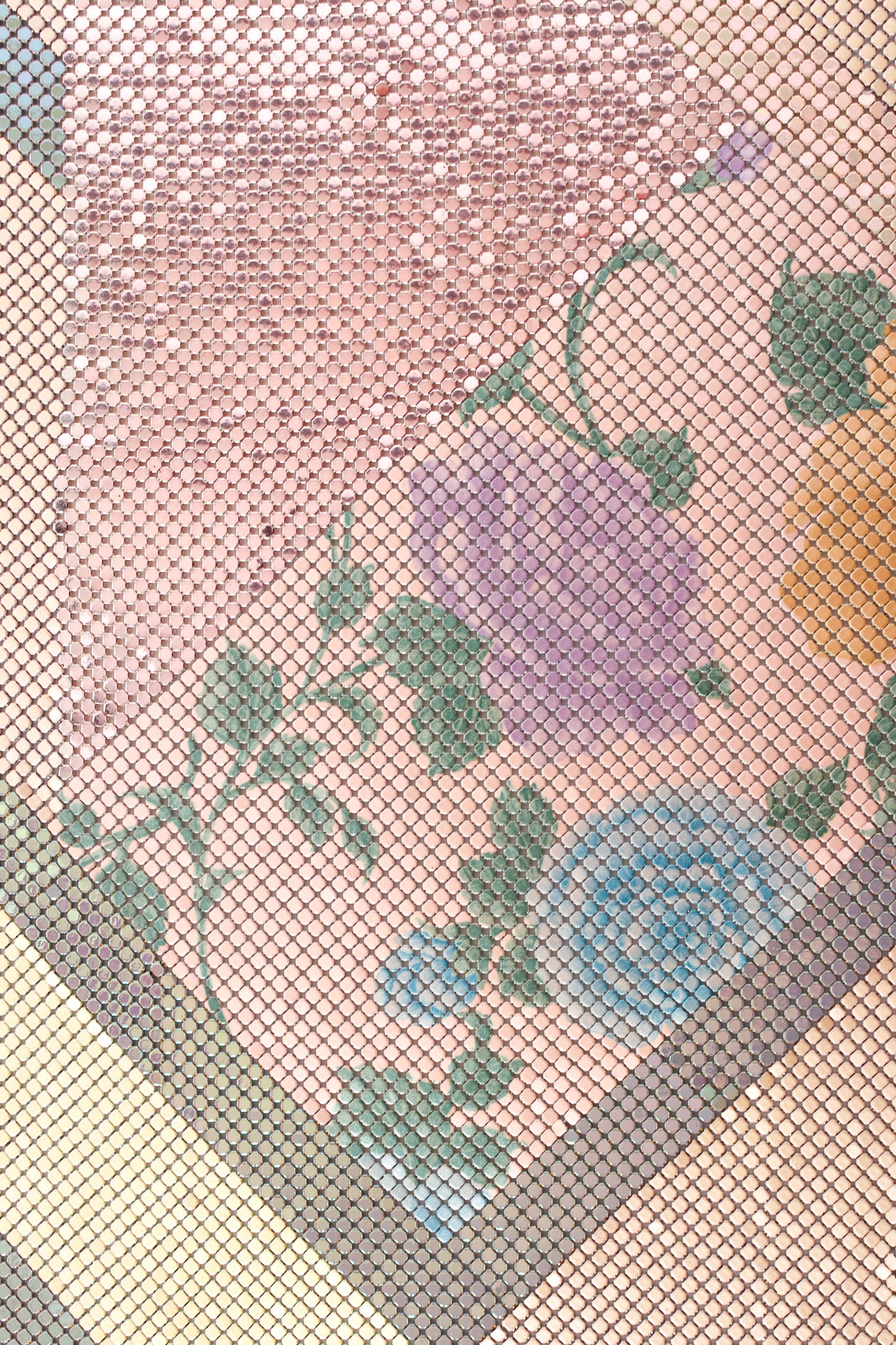 Vintage Anthony Ferrara Iridescent Floral Pointed Metal Mesh Halter detail Recess LA