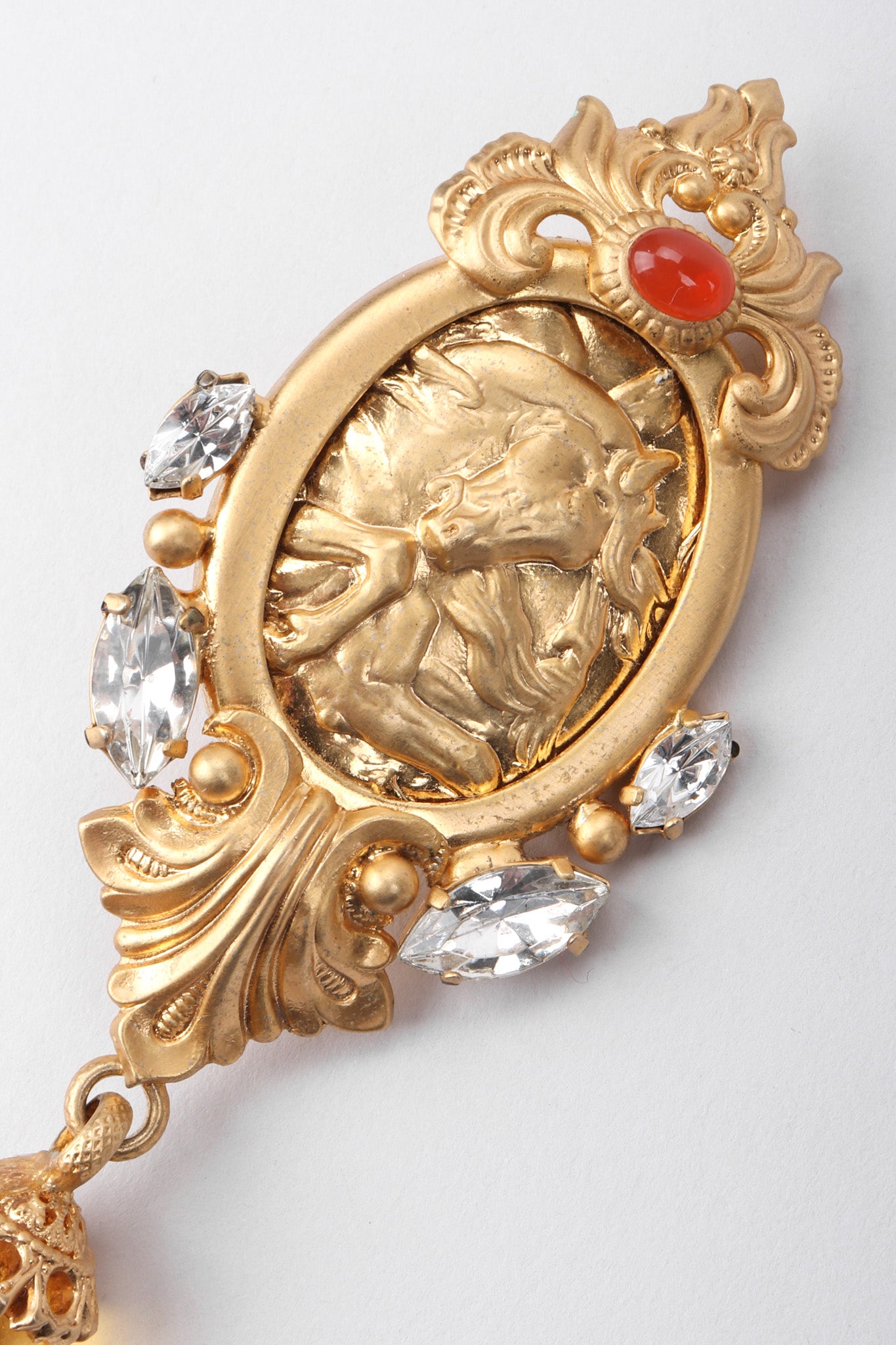 Recess Los Angeles Vintage Gianfranco Ferre Baroque Relief Portrait Cameo Frame Drop Earrings