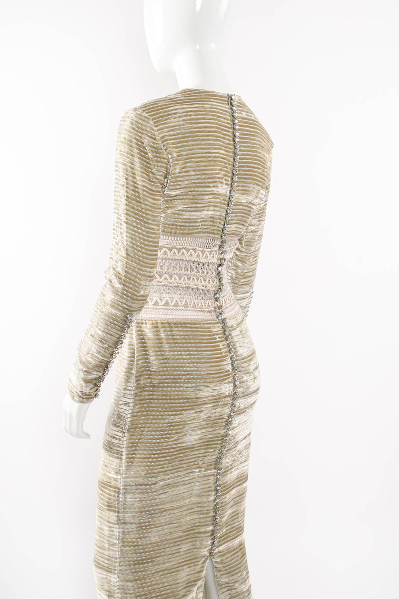 Vintage Gianfranco Ferre Wide Wale Velvet Gown back on mannequin at Recess Los Angeles