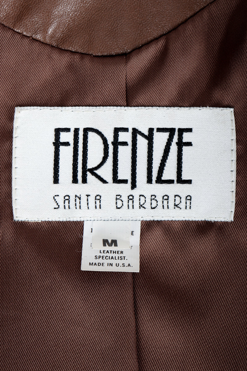 Vintage Firenze Santa Barbara Label on olive brown