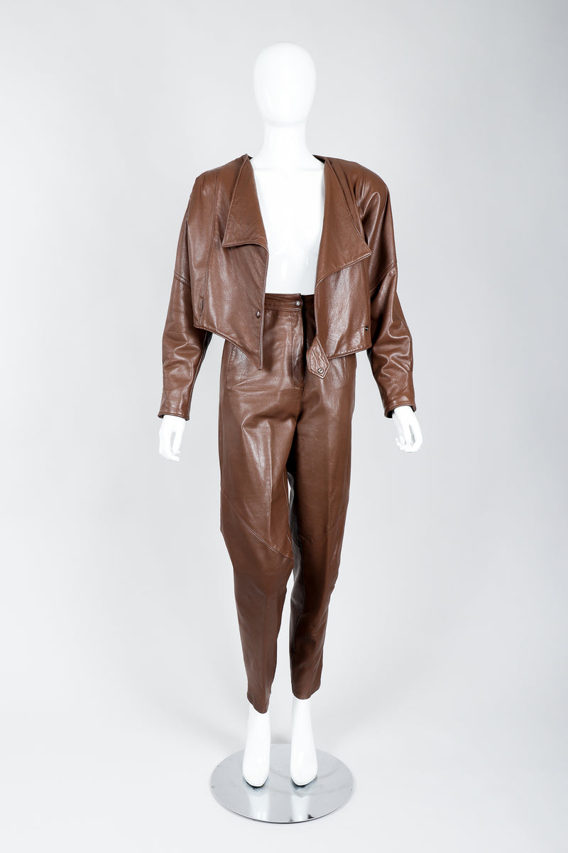 Vintage Firenze Santa Barbara Leather Utility Jacket & Pant Set on Mannequin open at Recess