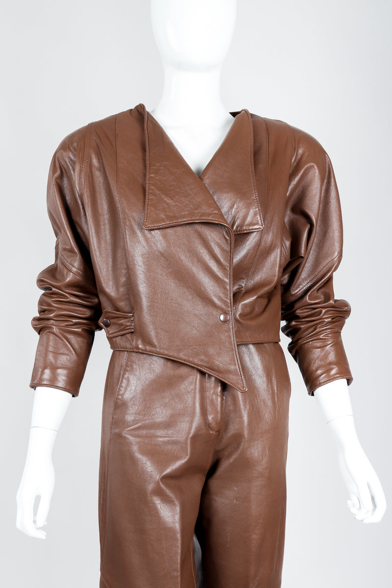 Vintage Firenze Santa Barbara Leather Utility Jacket & Pant Set on Mannequin crop at Recess