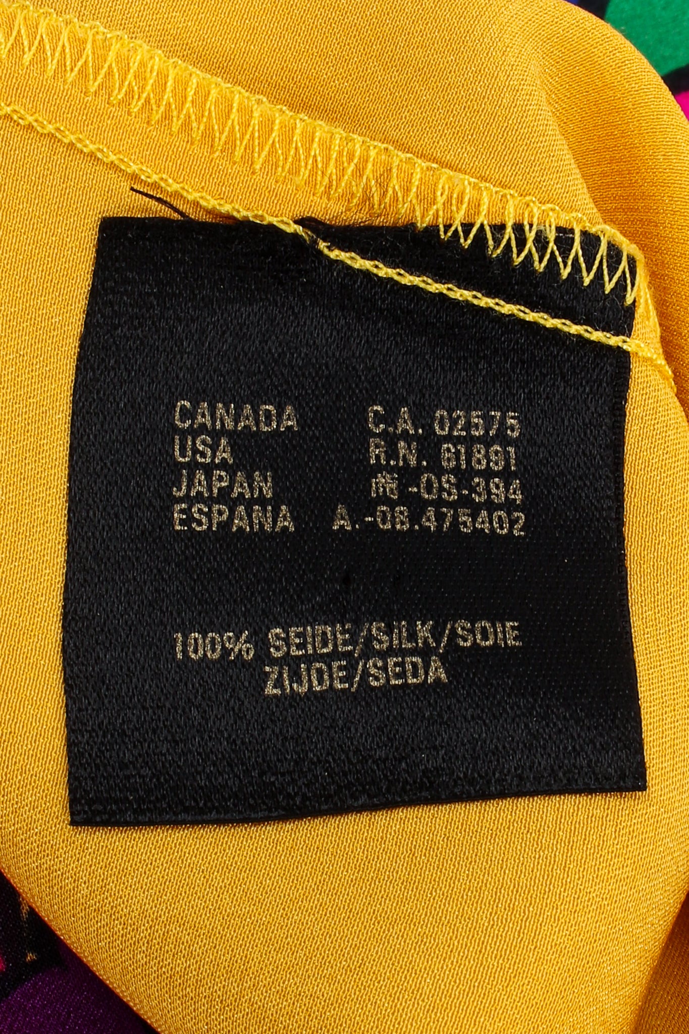 Vintage Escada Circus Print Silk Shirt Hermes Inspired fabric label at Recess LA
