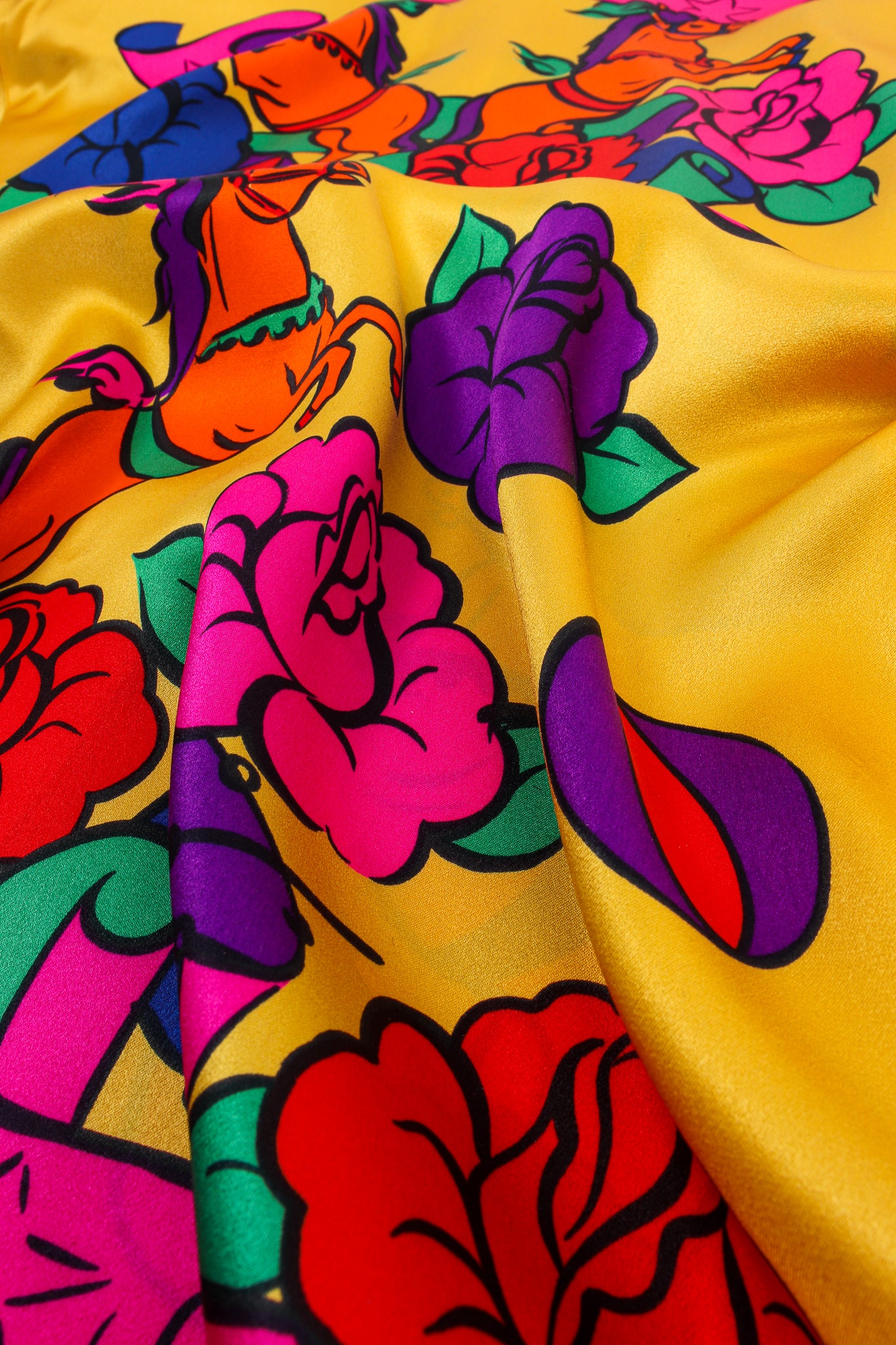 Vintage Escada Circus Print Silk Shirt Hermes Inspired fabric detail at Recess LA