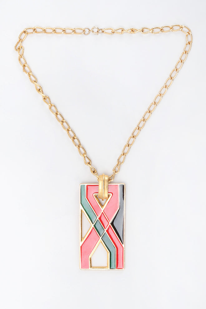 Recess Los Angeles Vintage Florenza 1970s Mod Enamel X Plate Gucci Pendant
