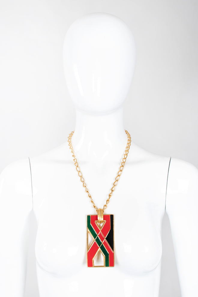 Recess Los Angeles Vintage Florenza 1970s Mod Enamel X Plate Gucci Pendant
