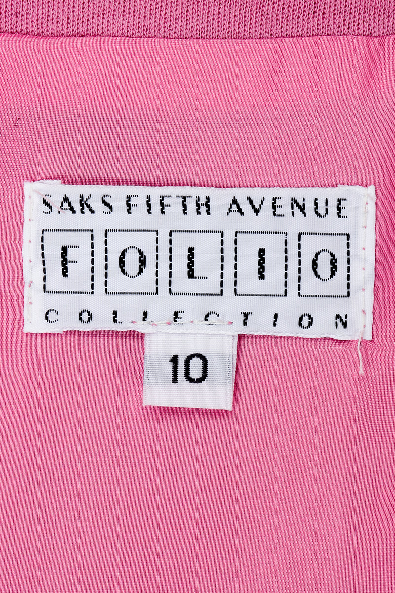 Vintage Saks Fifth Ave Folio Collection Label on pink