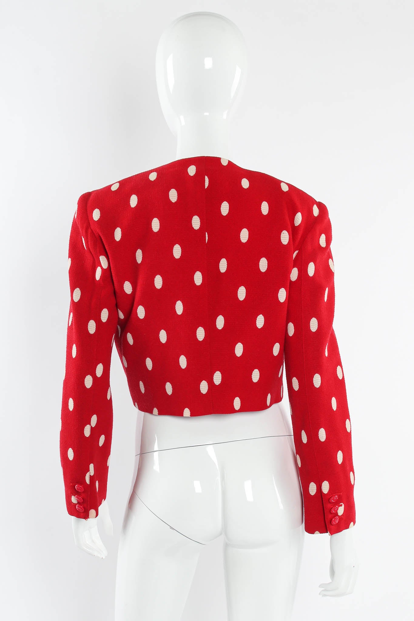 Vintage Fontana Red Polka Dot Bolero & Dress Set mannequin blazer back @ Recess Los Angeles