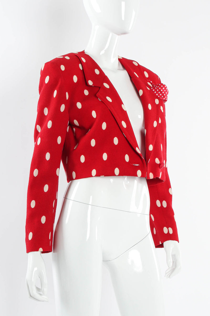 Vintage Fontana Red Polka Dot Bolero & Dress Set mannequin blazer angle @ Recess Los Angeles