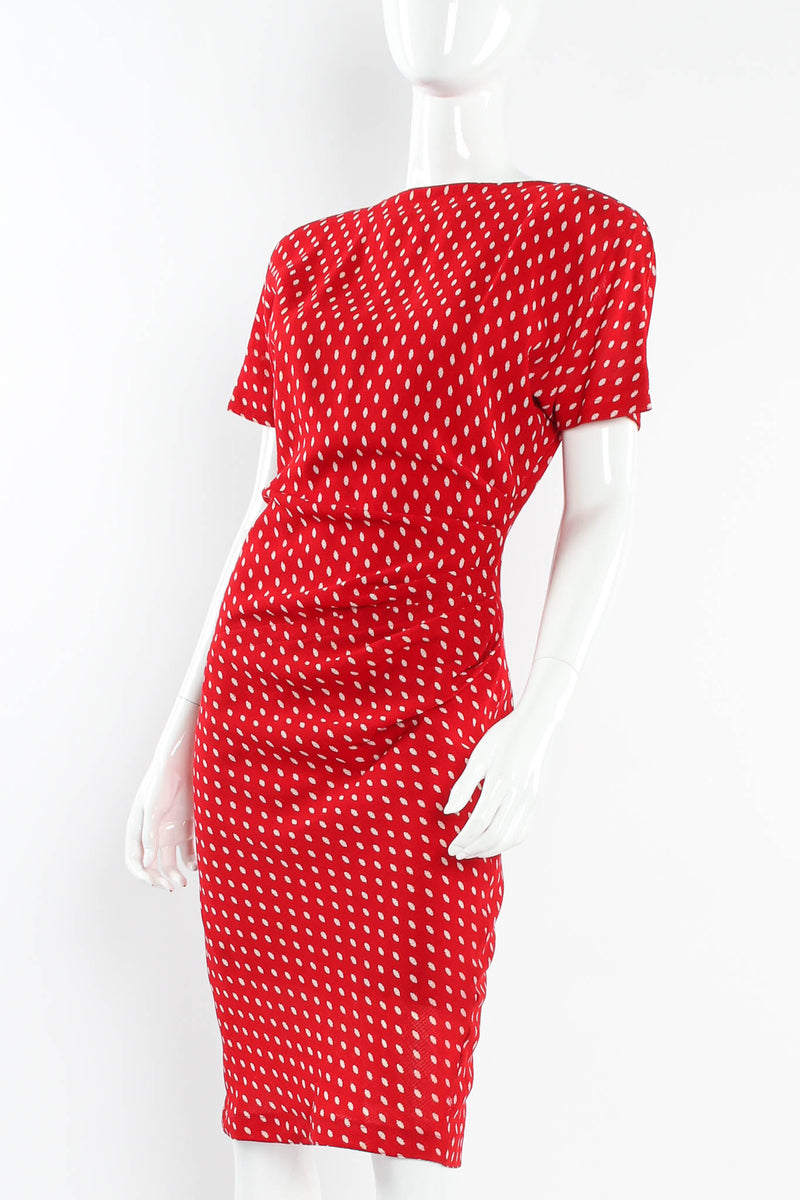 CHANEL 1960's Silk Polka Dot Dress Two Piece Set Blouse 