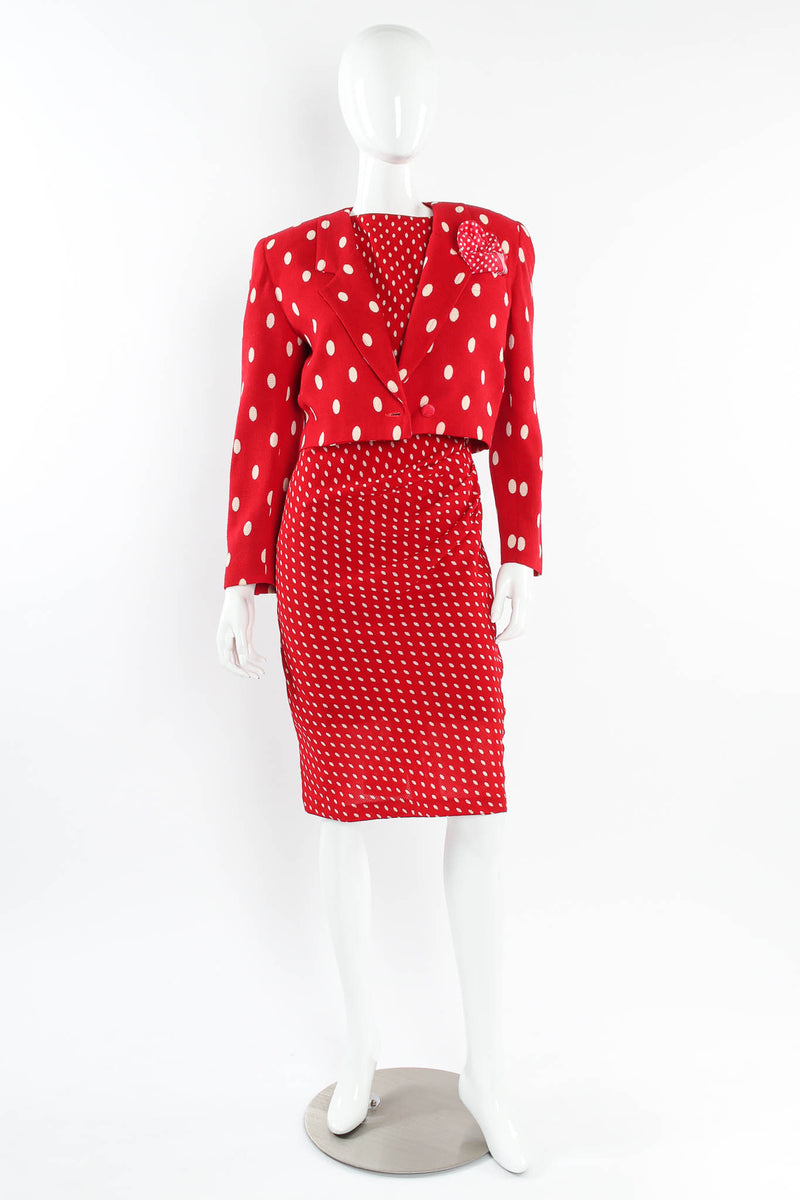 Vintage Fontana Red Polka Dot Bolero & Dress Set mannequin front @ Recess Los Angeles