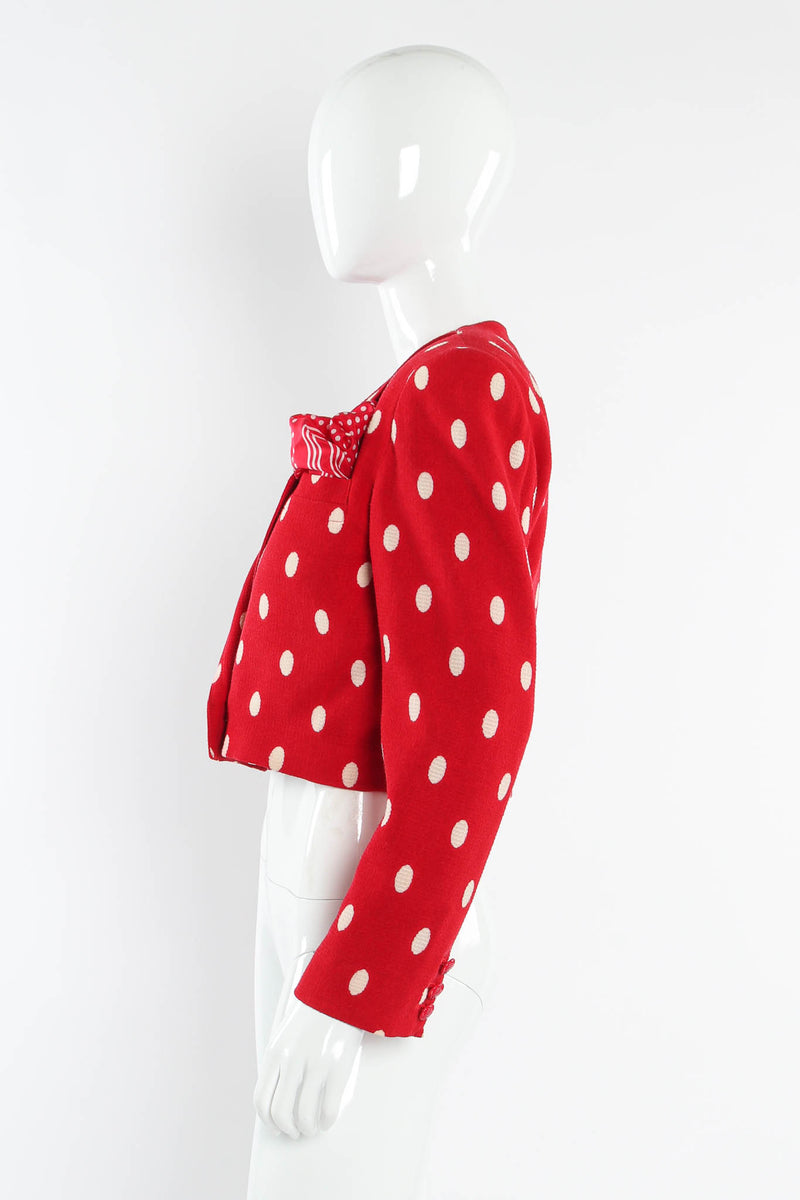 Vintage Fontana Red Polka Dot Bolero & Dress Set mannequin blazer side @ Recess Los Angeles