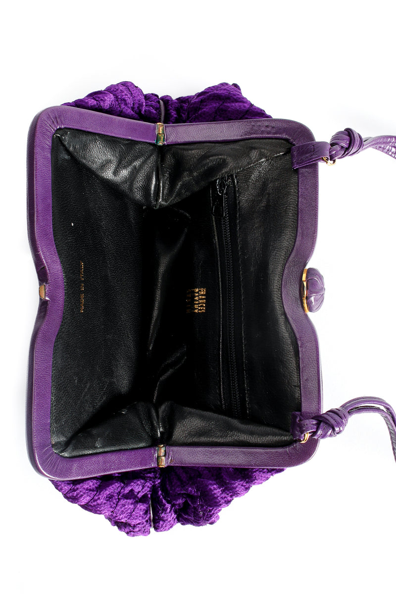 Vintage Frances Patiky Stein Royal Ruched Satin Shoulder Bag lining at Recess Los Angeles
