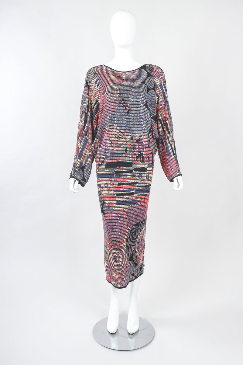 Recess Designer Consignment Vintage Frances La Vie Mosaic Dolman Shift Dress Los Angeles Resale