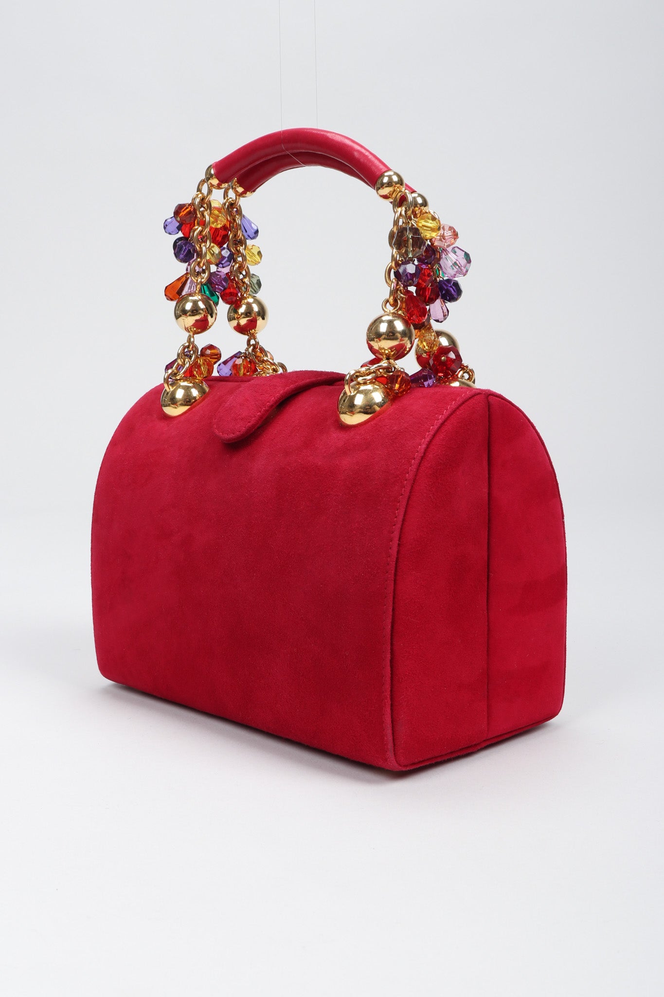Recess Los Angeles Vintage Franco Bellini Suede Jeweled Crystal Handle Handbag