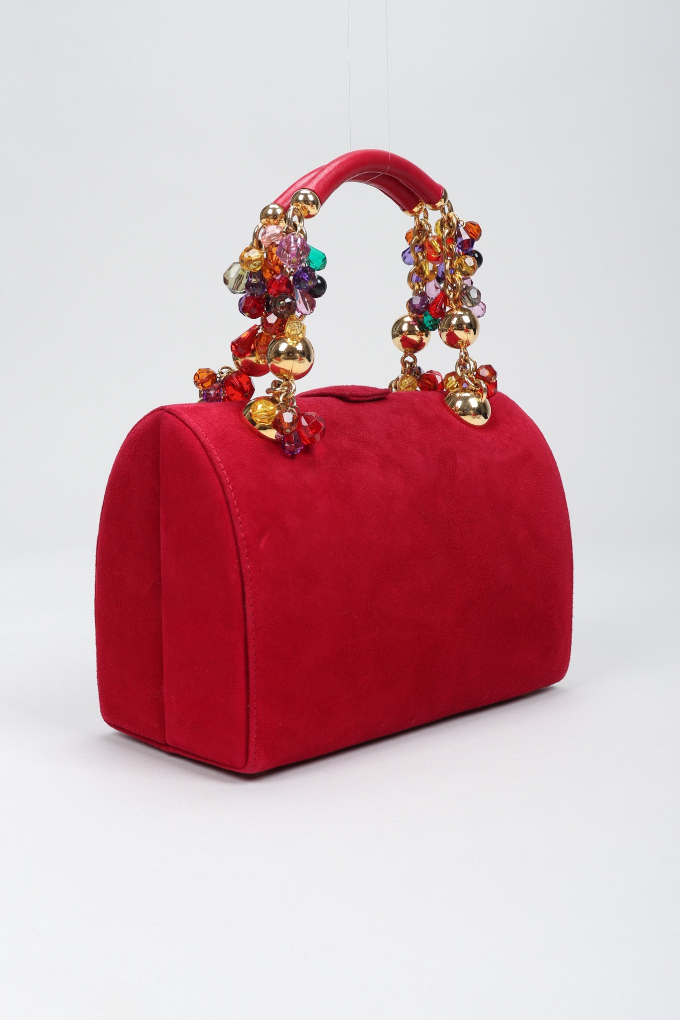 Recess Los Angeles Vintage Franco Bellini Suede Jeweled Crystal Handle Handbag