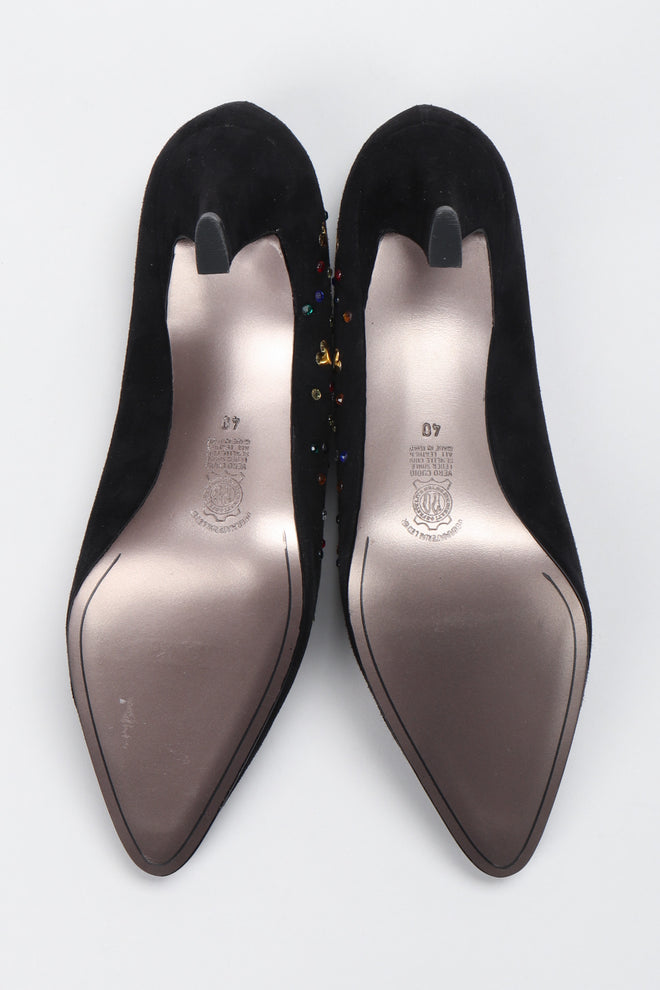 Recess Los Angeles Vintage Franco Celin Rainbow Crystal Heart Studded Heels