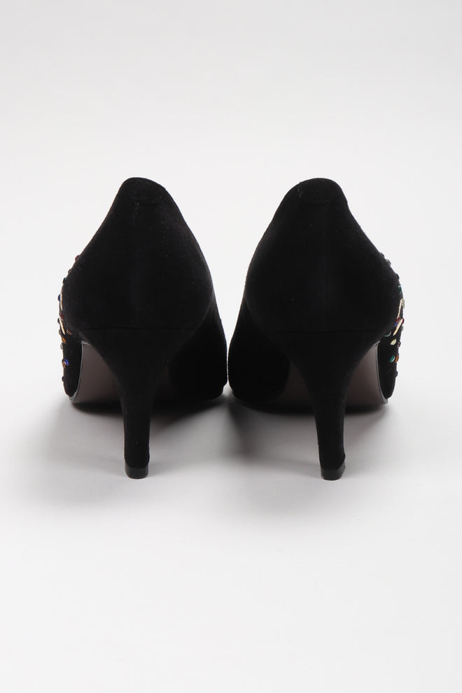Recess Los Angeles Vintage Franco Celin Rainbow Crystal Heart Studded Heels