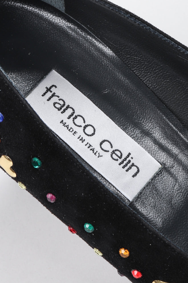 Recess Los Angeles Vintage Franco Celin Rainbow Crystal Heart Studded Heels