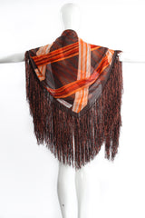 Vintage Francois Guerin Woven Stripe Print Silk Fringe Shawl on Mannequin Back at Recess LA