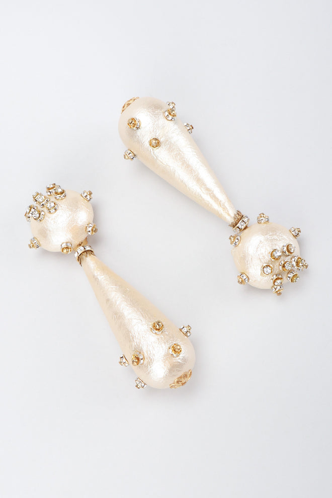 Recess Los Angeles Vintage Rare Bijoux Francoise Montague Crystal Champagne Macaron Drop Earrings