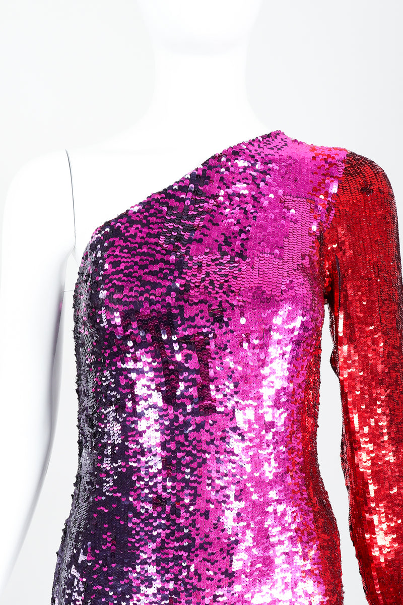 frank usher sequin dress Exceptional Vintage Frank Usher Crystals and Sequins Rainbow Gown at 1stDibs