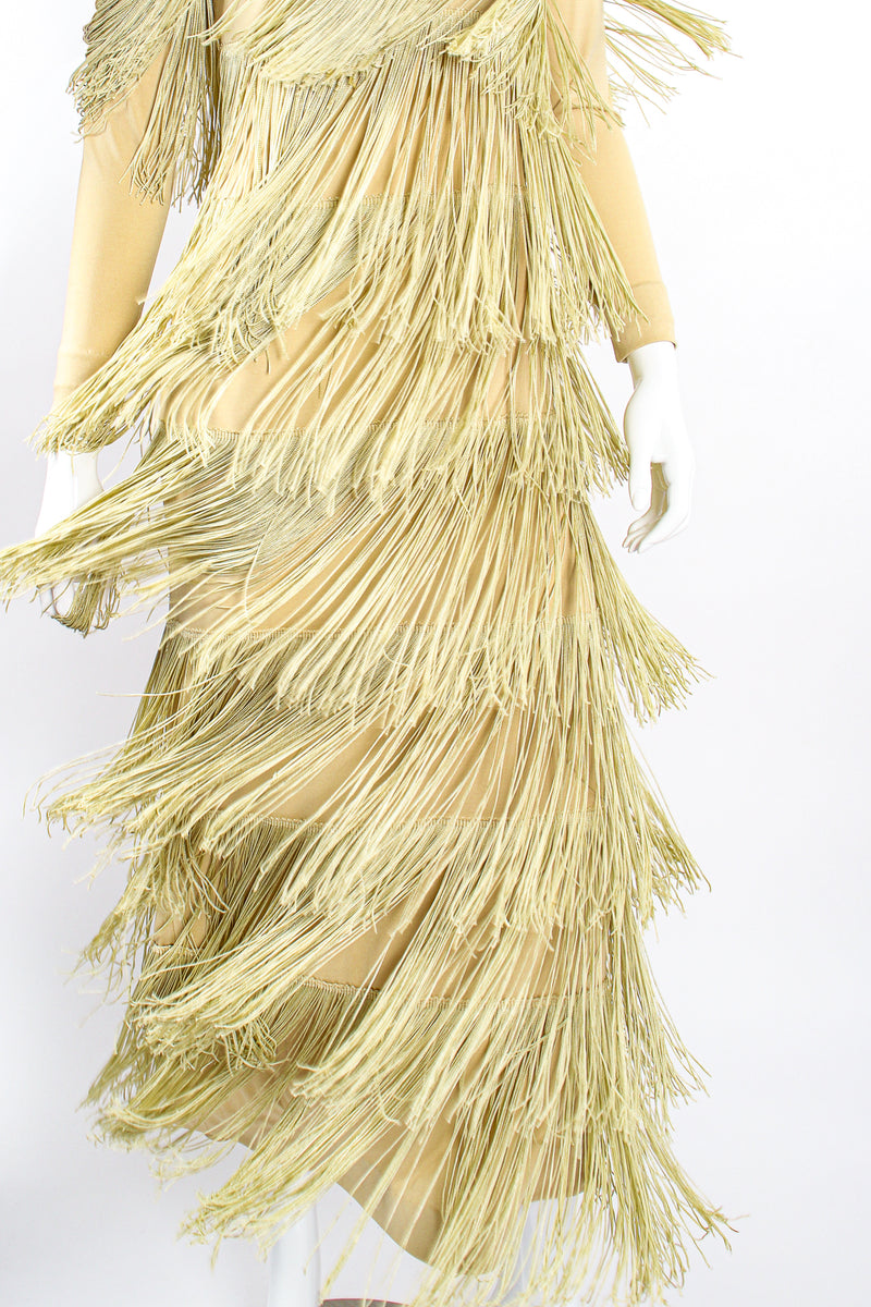 Vintage Fred Perlberg Long Tiered Fringe Dress on mannequin swish at Recess Los Angeles