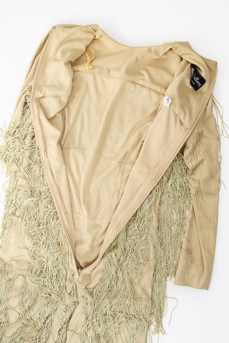 Vintage Fred Perlberg Long Tiered Fringe Dress flat lining at Recess Los Angeles