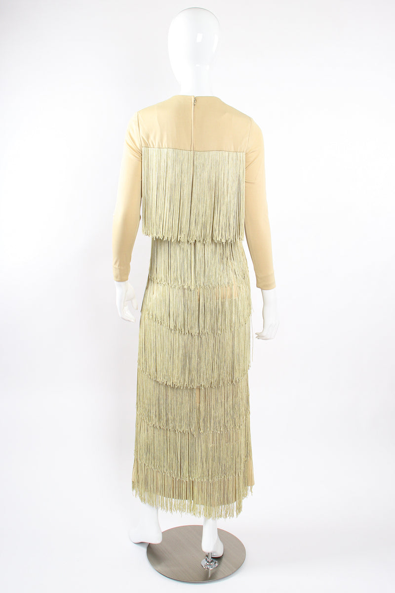 Vintage Fred Perlberg Long Tiered Fringe Dress on mannequin back at Recess Los Angeles