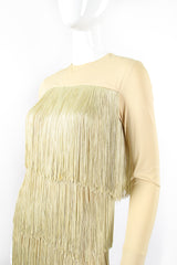 Vintage Fred Perlberg Long Tiered Fringe Dress on mannequin bust at Recess Los Angeles