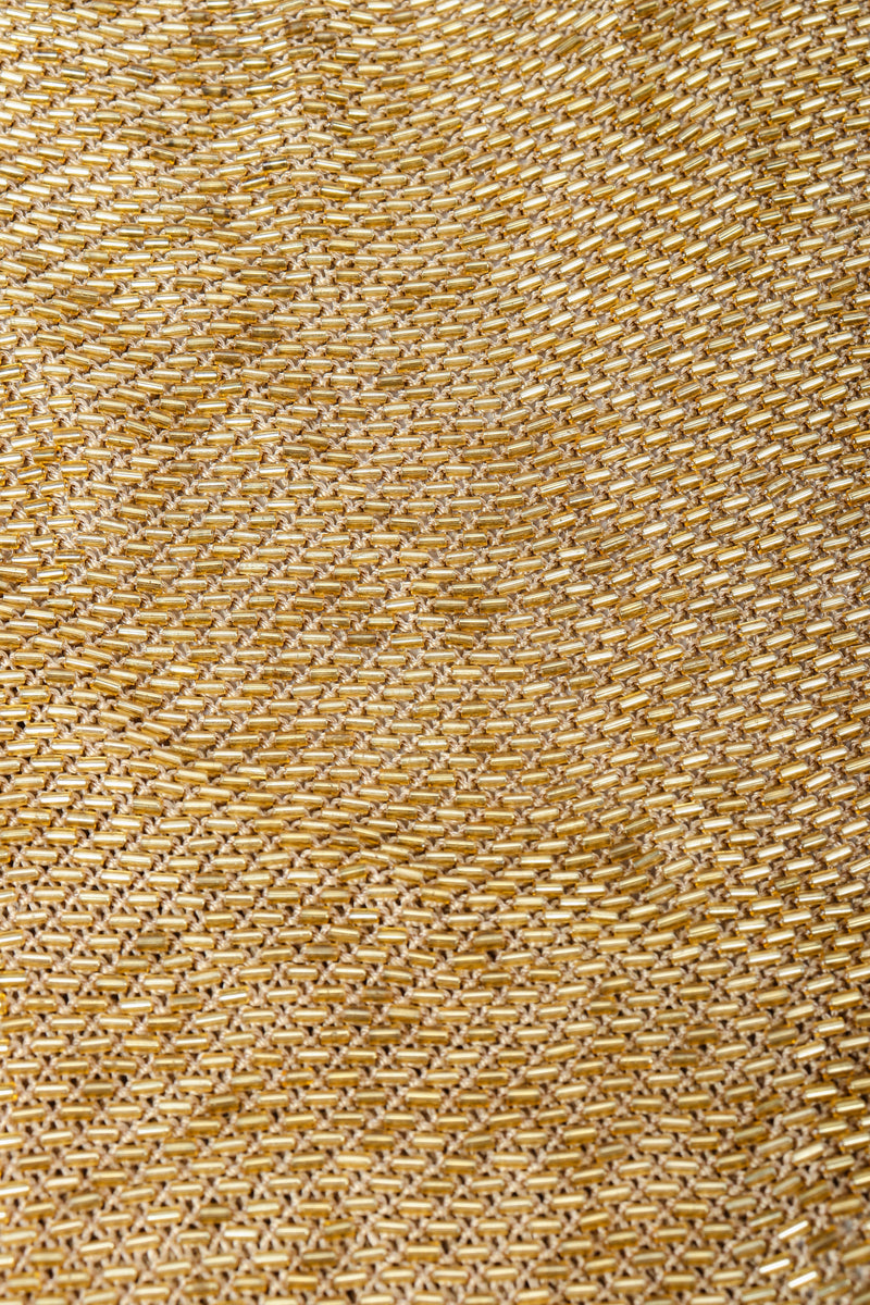 Vintage Fred Hayman Liquid Gold Beaded Gown Beaded fabric detail