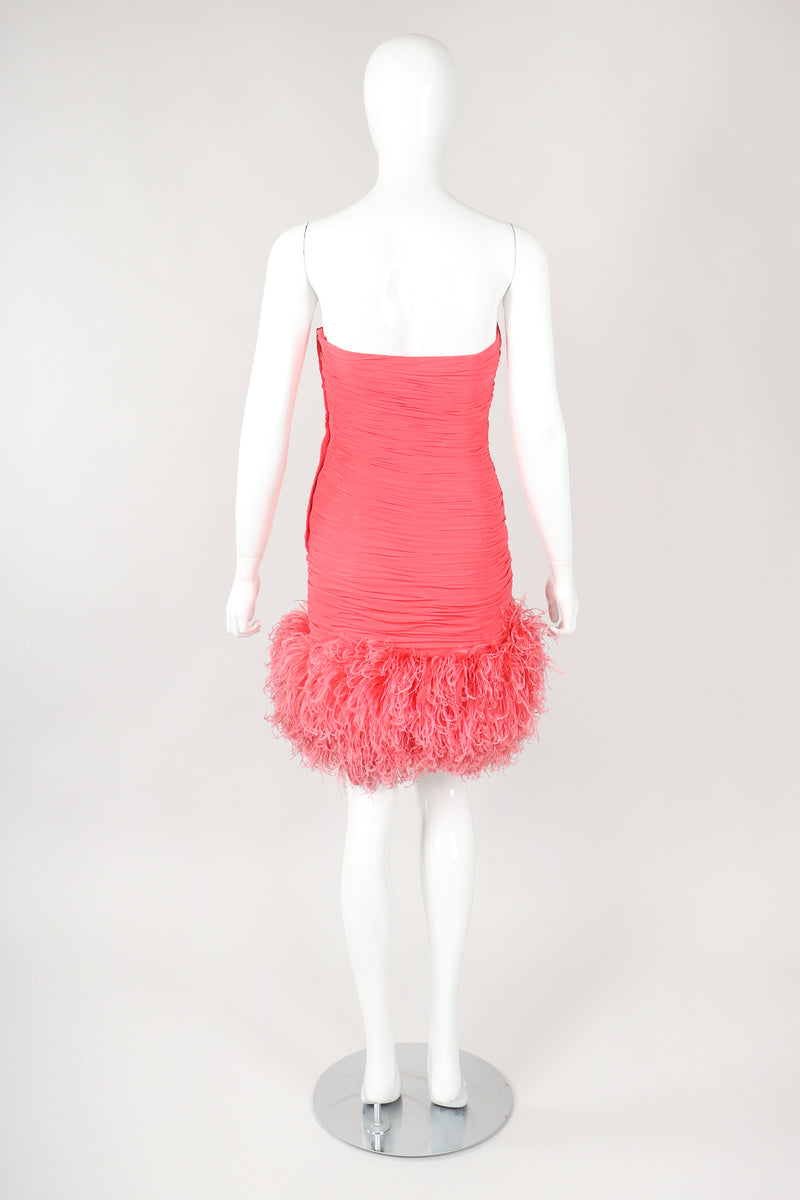 Recess Designer Consignment Vintage Fred Hayman Hollywood Ruched Feather Cocktail Dress & Shawl