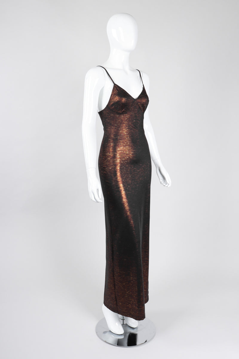 Recess Los Angeles Vintage Future Ozbek Metallic Lingerie Triangle Stretch Slip Dress
