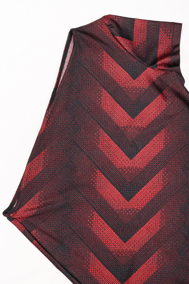 Recess Los Angeles Designer Consignment Vintage Future Ozbek Asymmetrical Chevron Print Stretch Dress