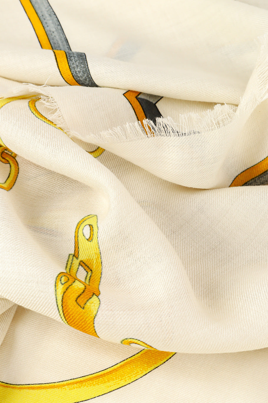Large horsebit graphic scarf by Gucci photo of fabric details. @recessla