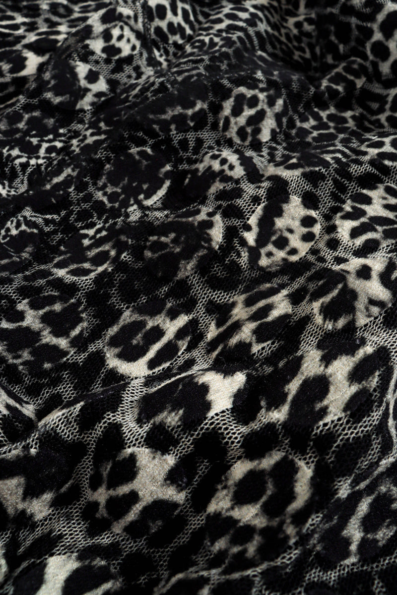 Vintage Jean Paul Gaultier Soleil Mesh Snow Leopard Turtleneck Top print detail  @ Recess LA