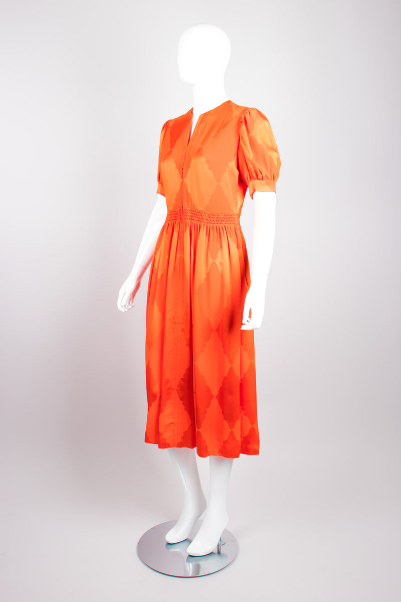 Galanos Vintage Textured Silk Damask Harlequin Dress