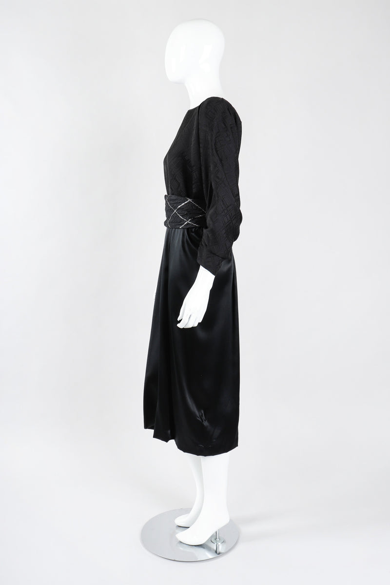 Recess Los Angeles Vintage Galanos Textured Silk Dolman Sleeve Dress