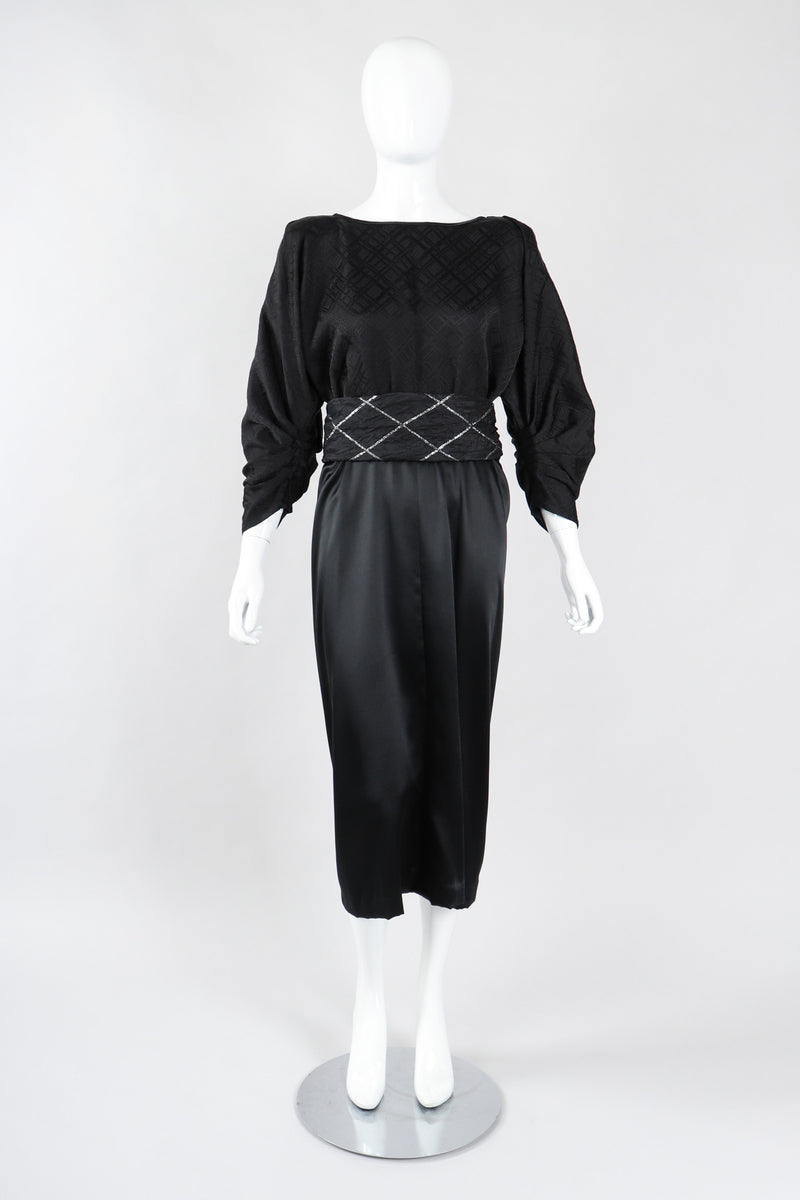 Recess Los Angeles Vintage Galanos Textured Silk Dolman Sleeve Dress