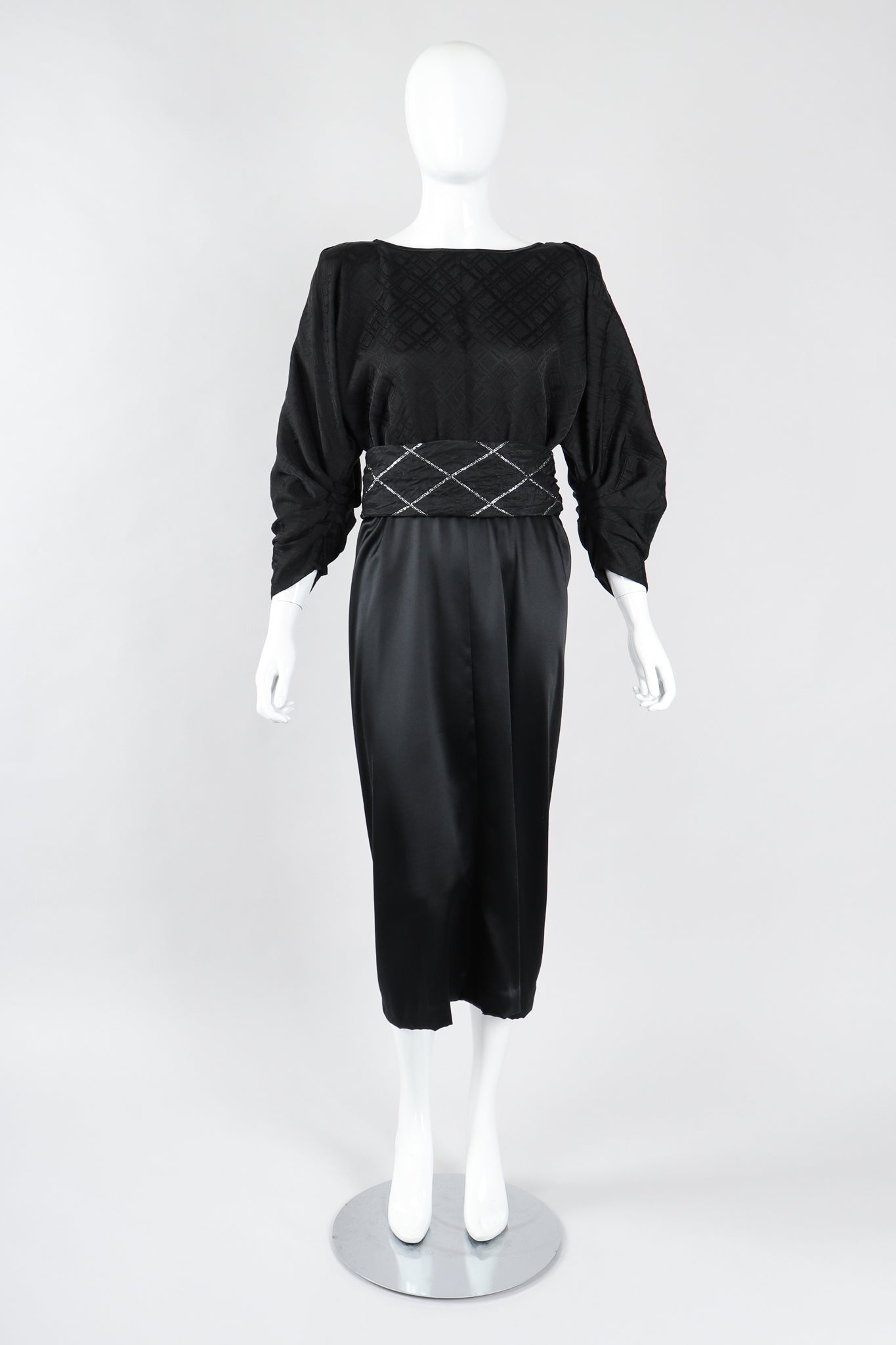 Textured Silk Dolman Sleeve Dress