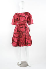 1960s Vintage Galanos Rose Print Cocktail Host Dress mannequin front @ Recess LA