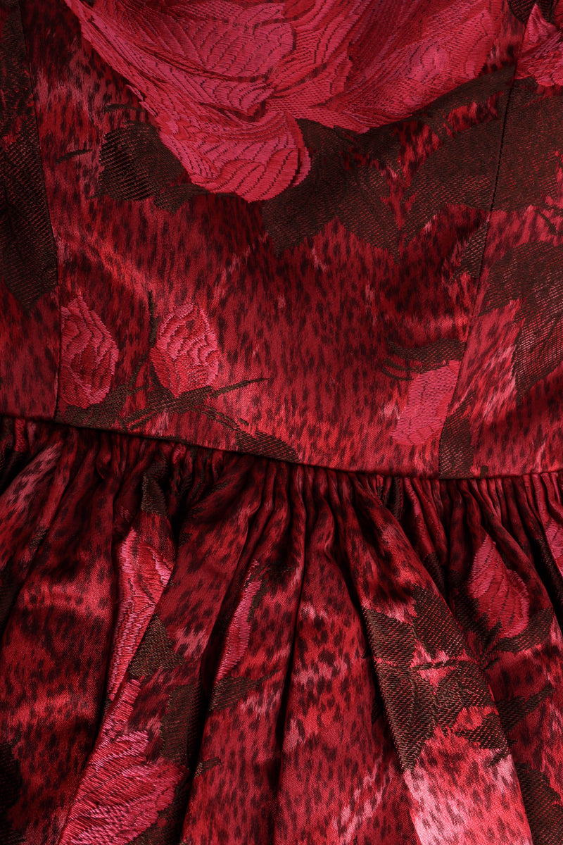 1960s Vintage Galanos Rose Print Cocktail Host Dress fabric/light embroidered detail @ Recess LA