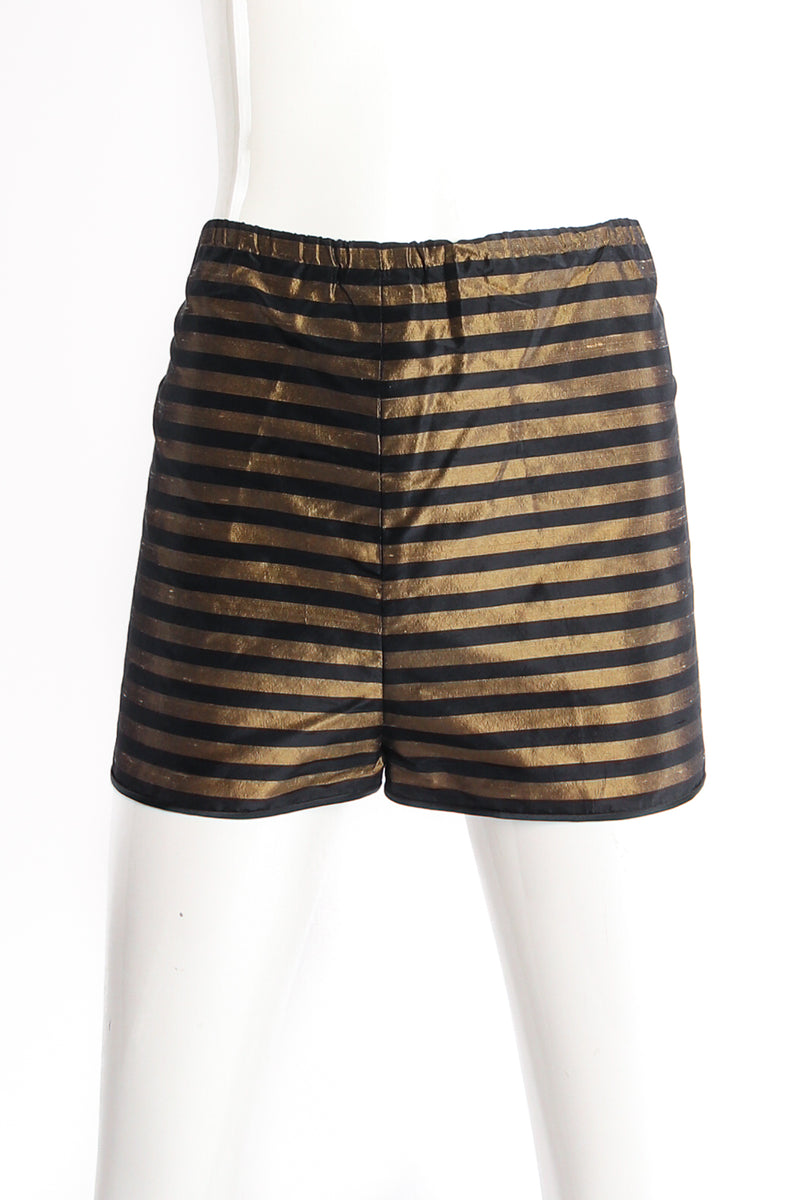 Vintage Galanos Gold Striped Panel Gown With Shorts on Mannequin shorts at Recess Los Angeles