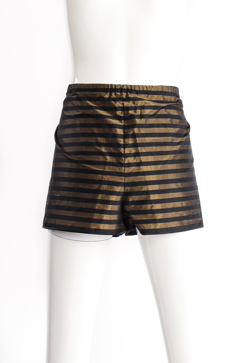 Vintage Galanos Gold Striped Panel Gown With Shorts on Mannequin shorts at Recess Los Angeles